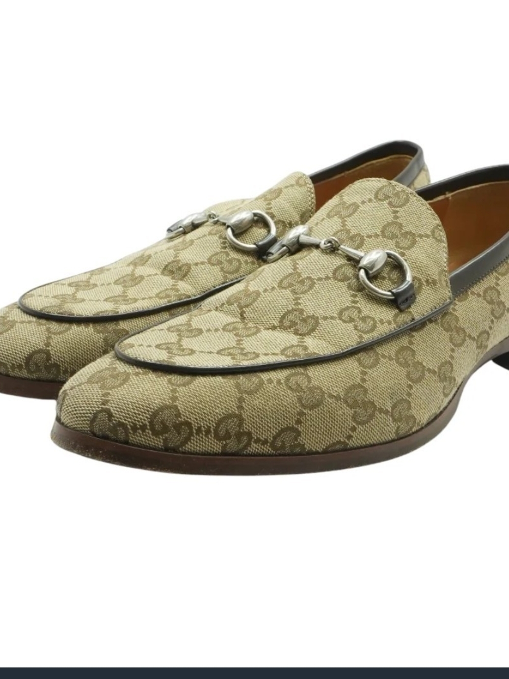 Gucci Beige GG Canvas Horsebit Loafers